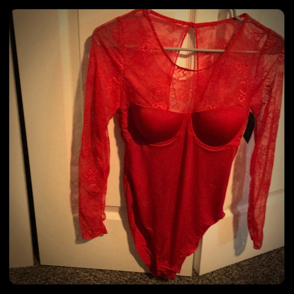 Lace and satin body suit